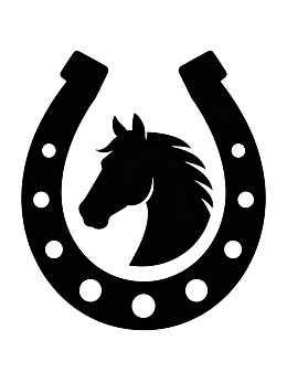 马头与马蹄铁的黑色剪影图案