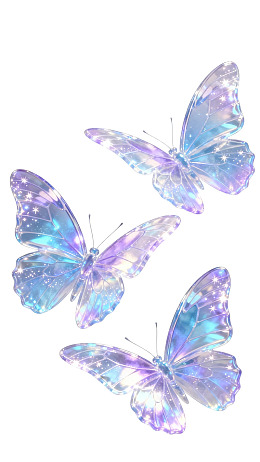 三只梦幻色彩蝴蝶静止画面