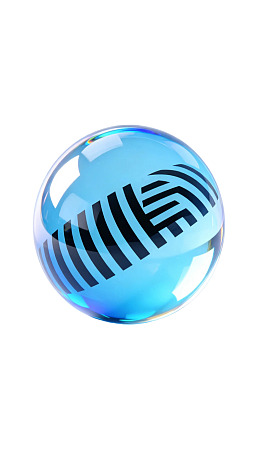 蓝色透明球体上的黑色条纹图案