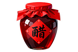 红色醋瓶配红色布盖图片