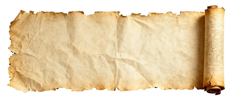 泛黄卷轴纸张特写图片