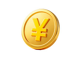 金色人民币硬币特写图片