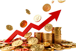 金币堆叠箭头向上增长