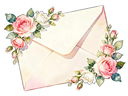 花卉装饰的信封插画图片