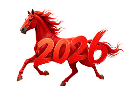 红色骏马奔腾2026新年主题