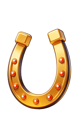 金色马蹄铁镶嵌红色宝石