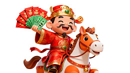 财神骑马手持红包现金
