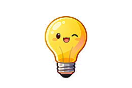 卡通黄色灯泡笑脸形象