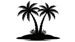 两棵棕榈树的剪影岛屿
