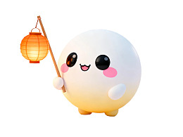 可爱卡通球形角色手持灯笼
