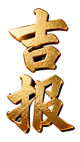 金色立体汉字‘吉报’艺术字