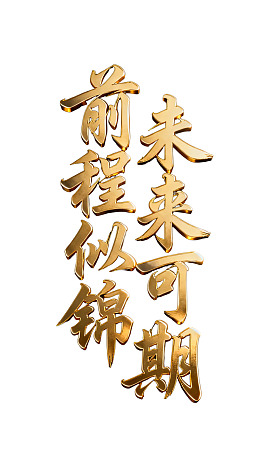 金色立体字‘前程似锦 未来可期’