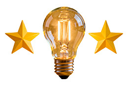 发光灯泡与两颗星星图片