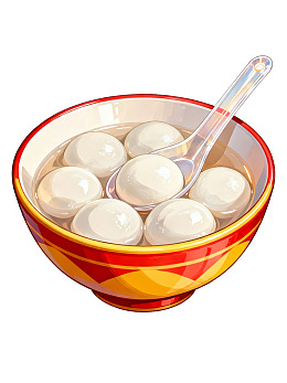 一碗汤圆配勺子图片