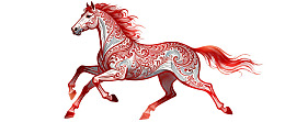 红色花纹骏马奔腾图图片