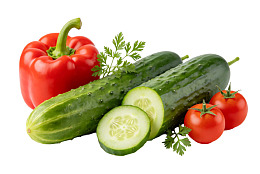 新鲜蔬菜组合：红椒黄瓜番茄