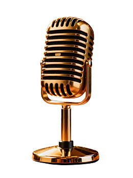 金色复古麦克风特写图片