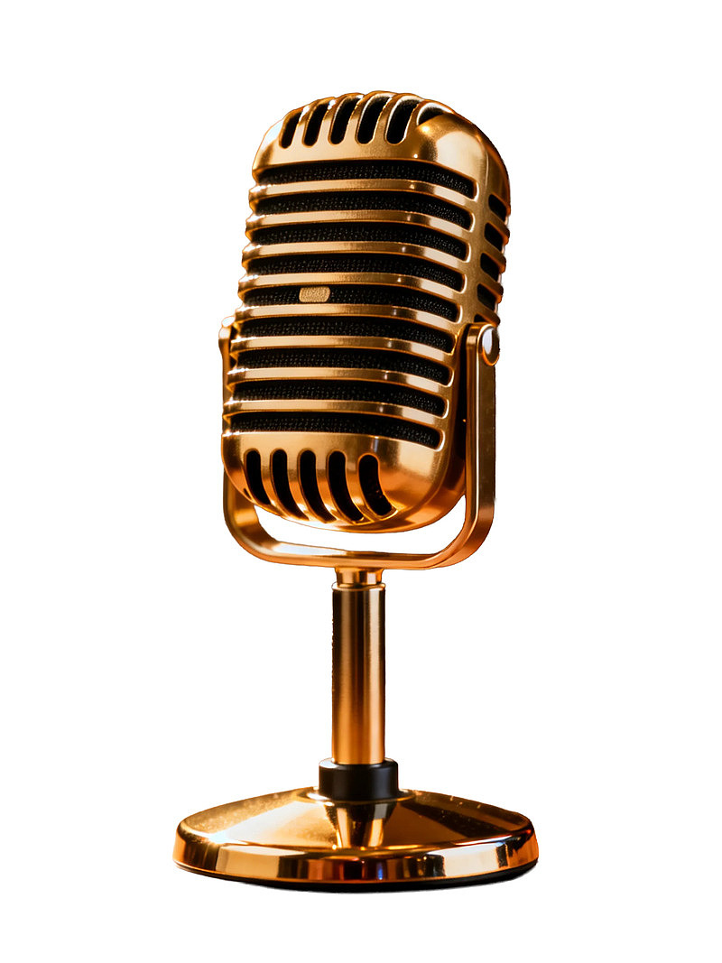 金色复古麦克风特写图片