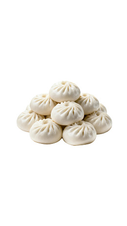 白色背景上的包子堆图片