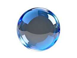 蓝色透明球体孤立于白色背景