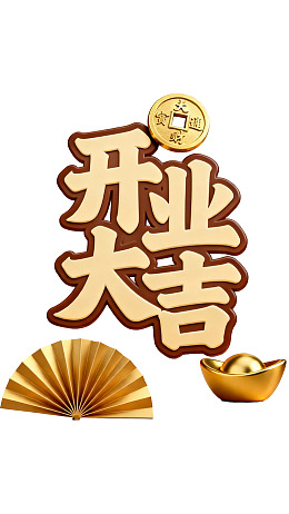 开业大吉金色祝福图案