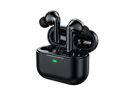 黑色无线耳机及其充电盒