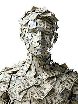 美元拼接的人形艺术肖像