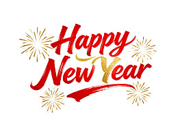 新年快乐艺术字配烟花图案