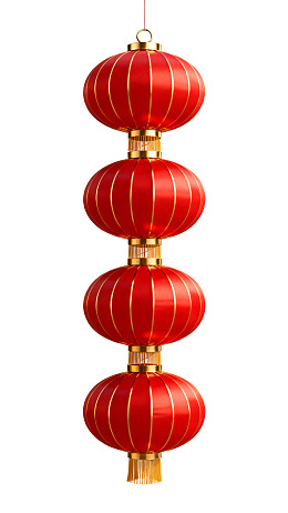 红色四联灯笼悬挂装饰