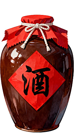 传统酒坛配红色封条图片