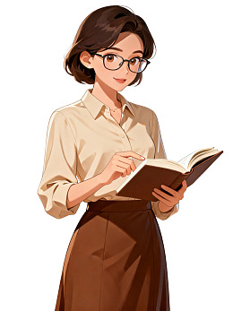 戴眼镜女子手持书本阅读