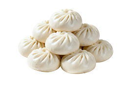 白色背景上的包子堆图片