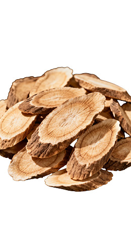 中药材甘草切片堆叠展示