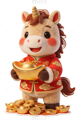 可爱卡通马年吉祥物毛绒玩具