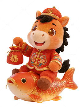可爱马年吉祥物鱼装饰