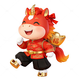 喜庆马年吉祥物插画