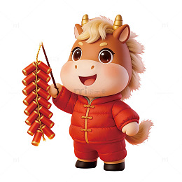 卡通马年新春贺岁图