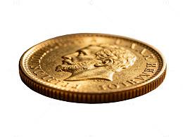 金色古币特写