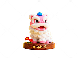 卡通舞狮摆件