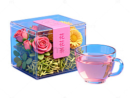 花茶礼盒与花朵