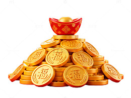 金色福字金币堆
