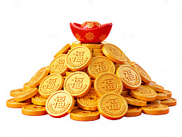 金色福字金币堆