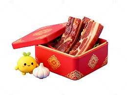 中式礼盒腊肉摆拍