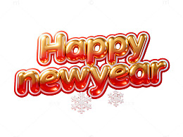 新年快乐金色立体字