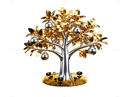 金色发财树装饰图案