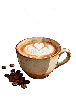 咖啡拉花与豆粒