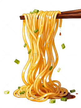 葱花拌面插画