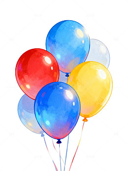 彩色气球手绘插画