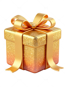 金色礼盒彩带装饰
