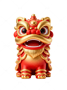 红金舞狮摆件